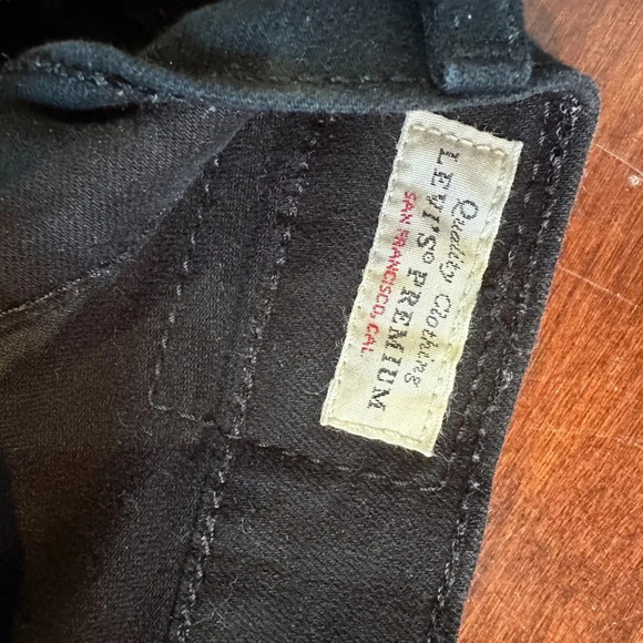 LEVI'S PREMIUM Stretch Straight Leg Raw Hem Black Denim Jeans - 25 - Picture 9 of 11